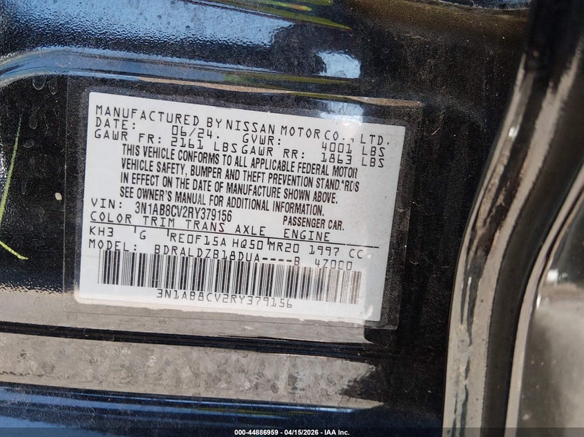 2024 Nissan Sentra Sv Xtronic Cvt VIN: 3N1AB8CV2RY379156 Lot: 44886959