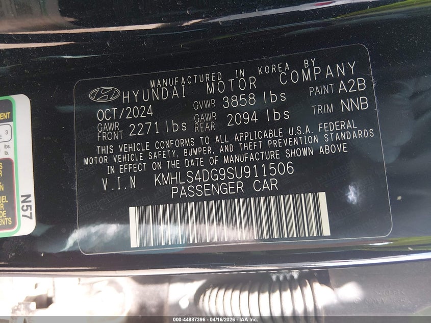 VIN KMHLS4DG9SU911506 2025 HYUNDAI ELANTRA SEL CONVENIENCE