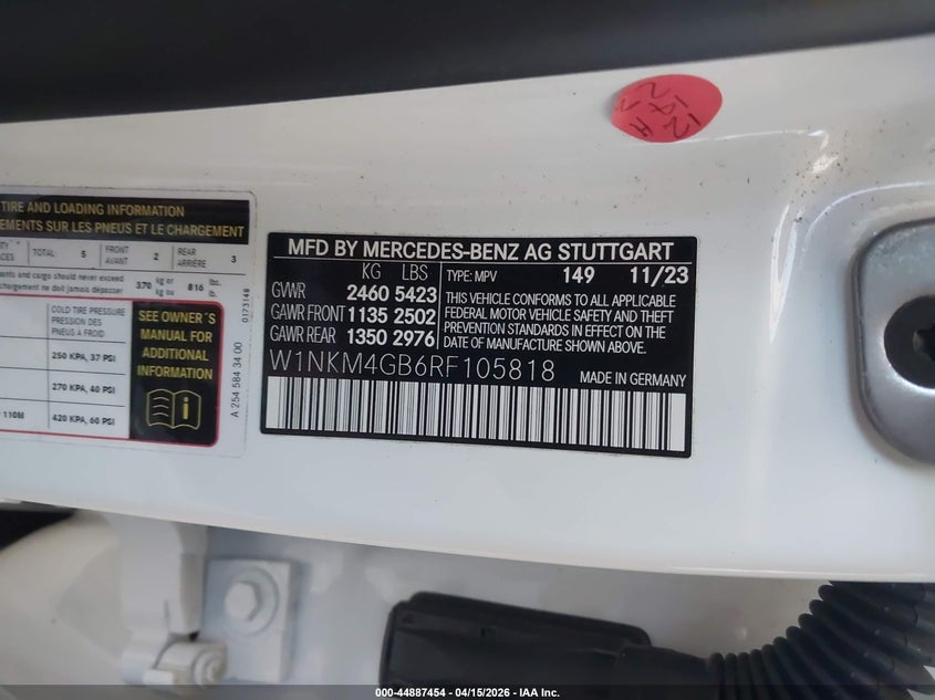 2024 Mercedes-Benz Glc 300 Suv VIN: W1NKM4GB6RF105818 Lot: 44887454