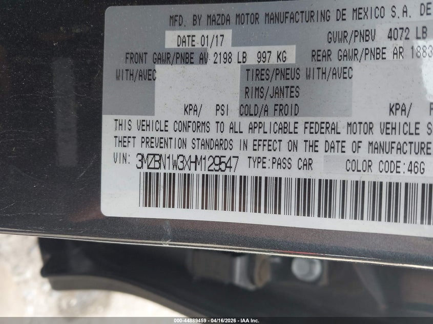 3MZBN1W3XHM129547 2017 Mazda 3 2.5 Grand Touring grey