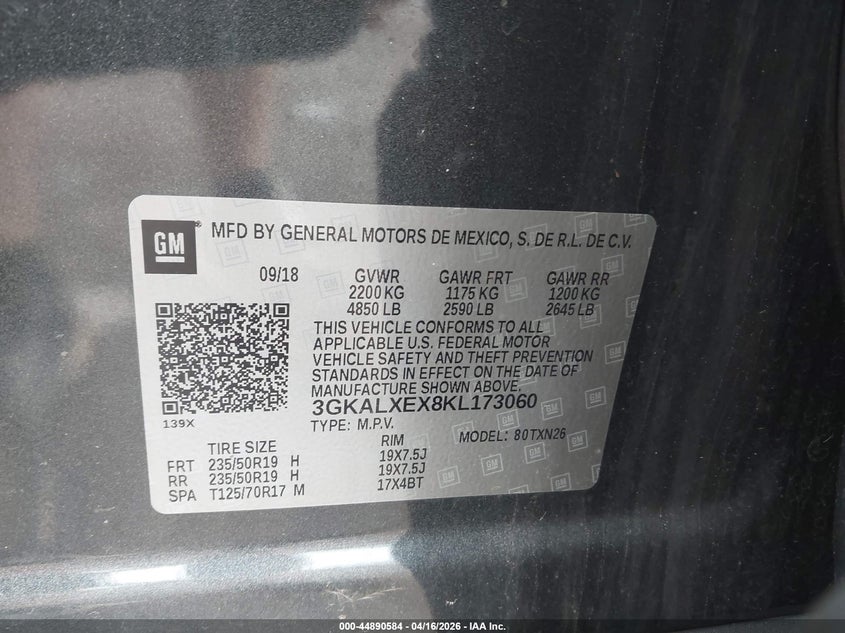 2019 Gmc Terrain 2.0 Denali grey Lot 111044890584 Vin 3GKALXEX8KL173060