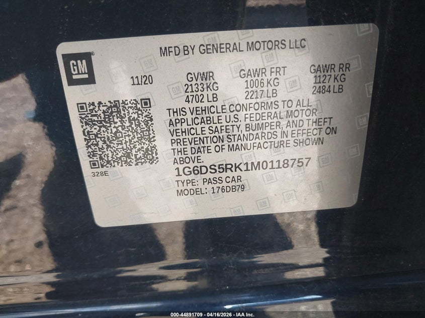 2021 Cadillac Ct5 Luxury VIN: 1G6DS5RK1M0118757 Lot: 44891709