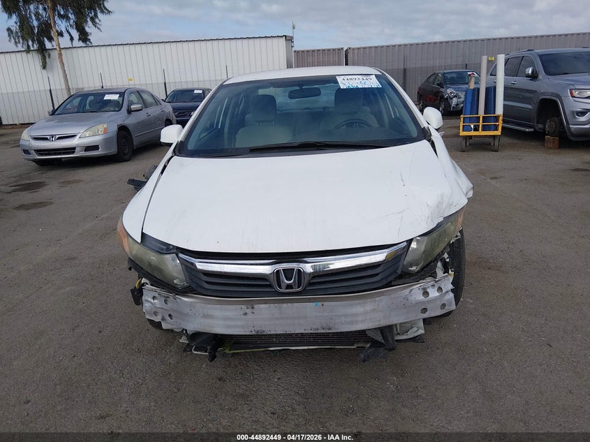 2012 Honda Civic 1.8 Hf white Lot 111044892449 Vin 2HGFB2F6XCH545328
