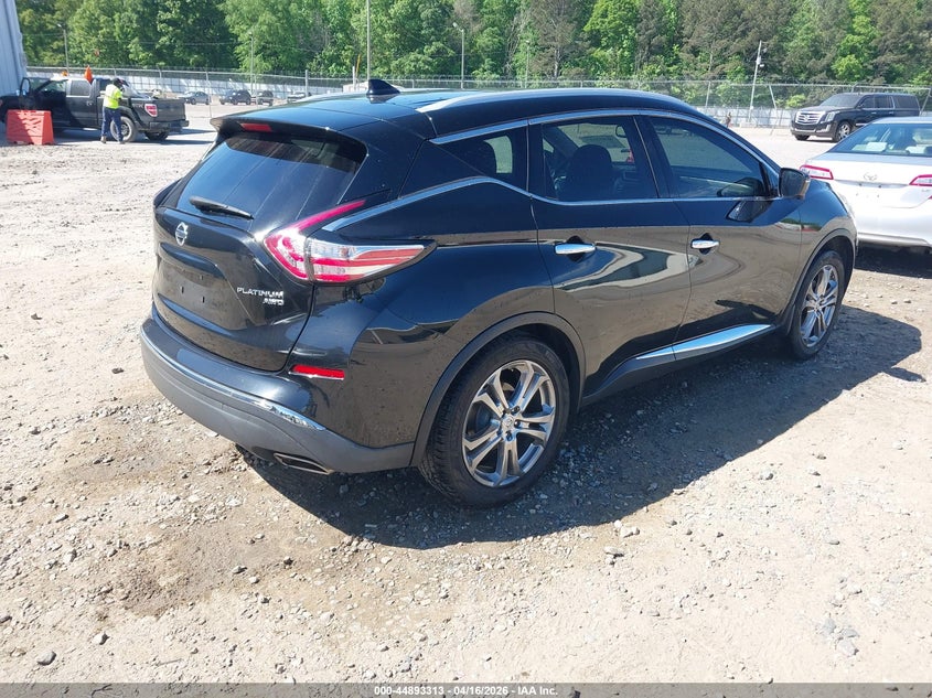 Vin: 5n1az2mh4gn141586, lot: 45390659, nissan murano platinum 20164