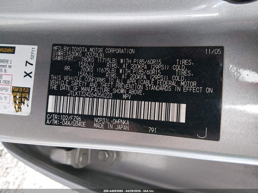 2006 Scion Xb VIN: JTLKT324264056223 Lot: 44893566