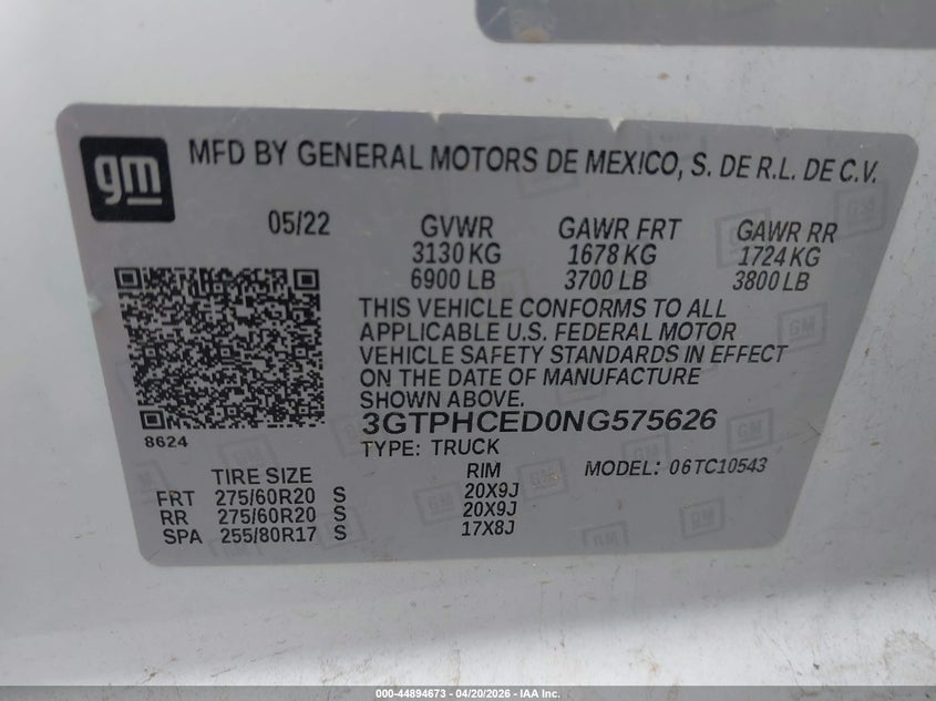 2022 GMC SIERRA TRUCK 5.3L V-8 DI, VVT, 355HP