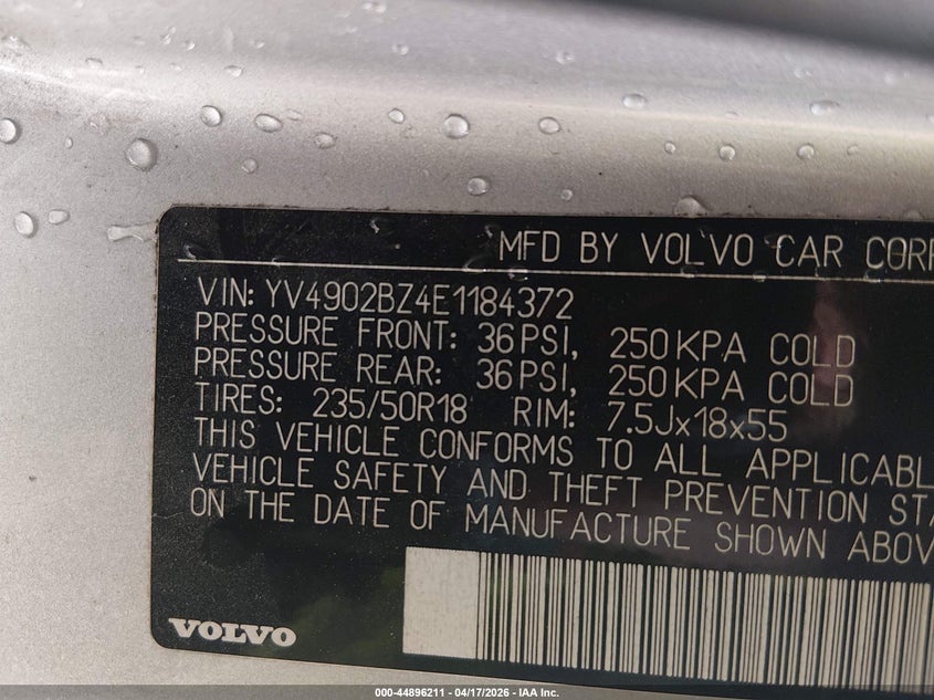 2014 Volvo Xc70 T6 Platinum VIN: YV4902BZ4E1184372 Lot: 44896211