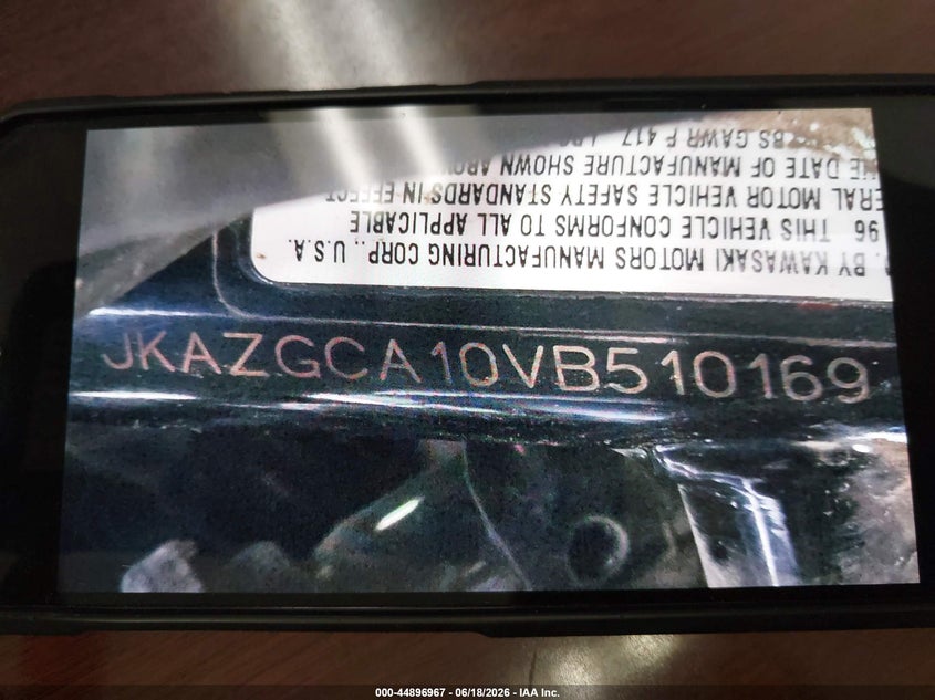 1997 Kawasaki Zg1000 VIN: JKAZGCA10VB510169 Lot: 44896967
