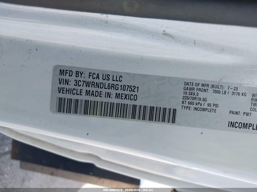 2024 Ram 5500 Chassis Tradesman/Slt VIN: 3C7WRNDL6RG107521 Lot: 44897079