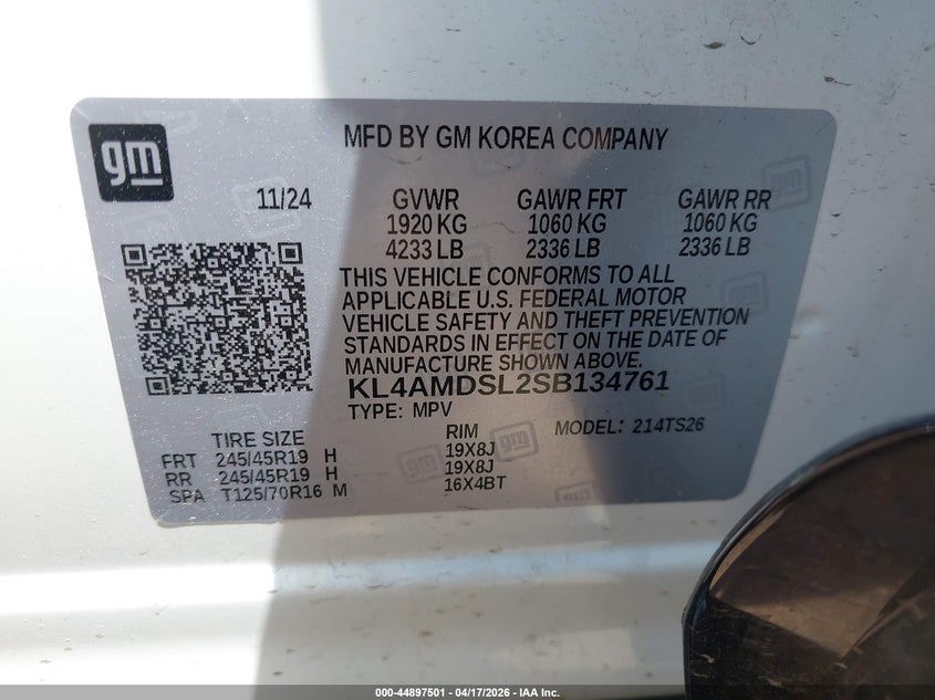 2025 Buick Encore Gx Sport Touring Fwd VIN: KL4AMDSL2SB134761 Lot: 44897501