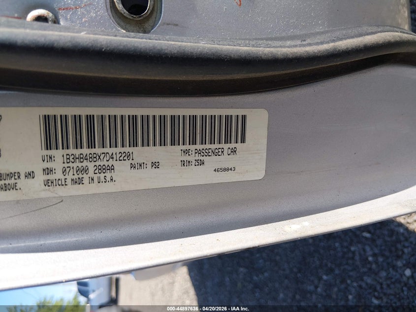 2007 Dodge Caliber Sxt VIN: 1B3HB48BX7D412201 Lot: 44897636