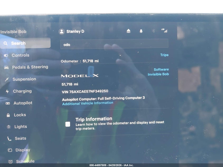 2022 Tesla Model X Dual Motor All-Wheel Drive VIN: 7SAXCAE57NF349250 Lot: 44897809