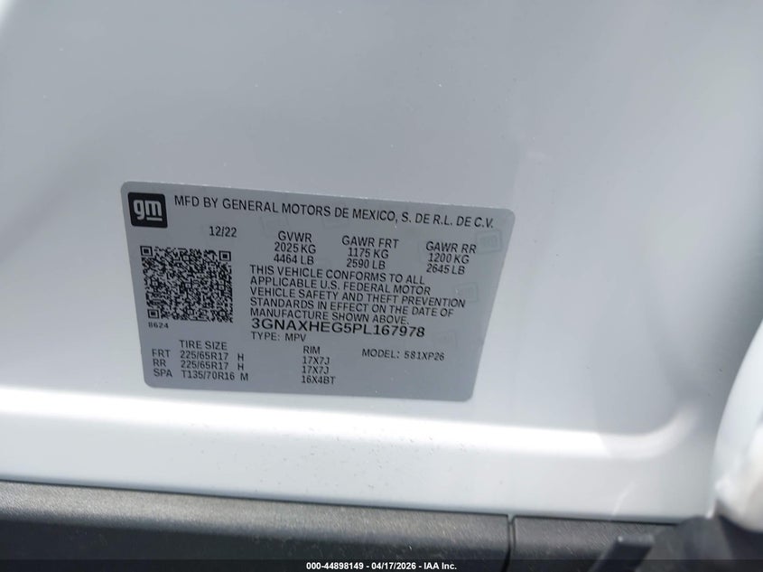 CHEVROLET EQUINOX 2023 VIN 3GNAXHEG5PL167978