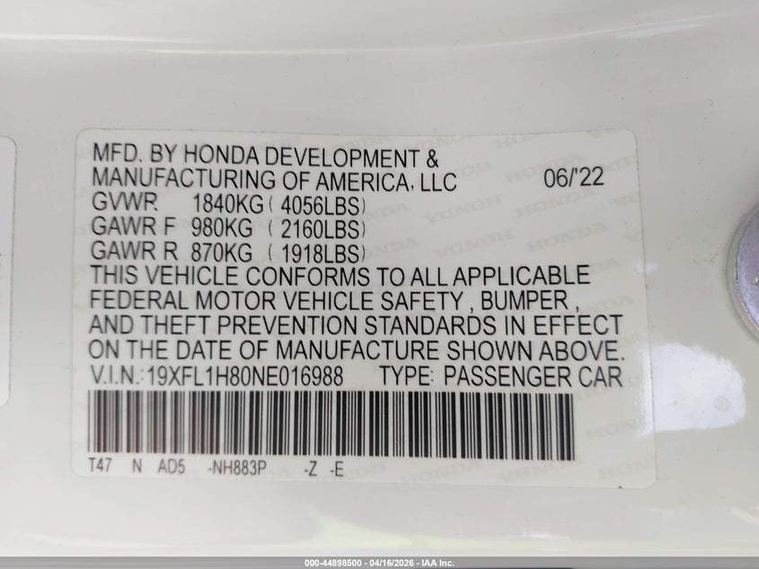 2022 HONDA CIVIC SPORT TOURING — Photo 9