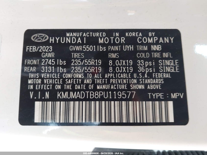 2023 Genesis Gv70 2.5T Awd VIN: KMUMADTB8PU119577 Lot: 44898606