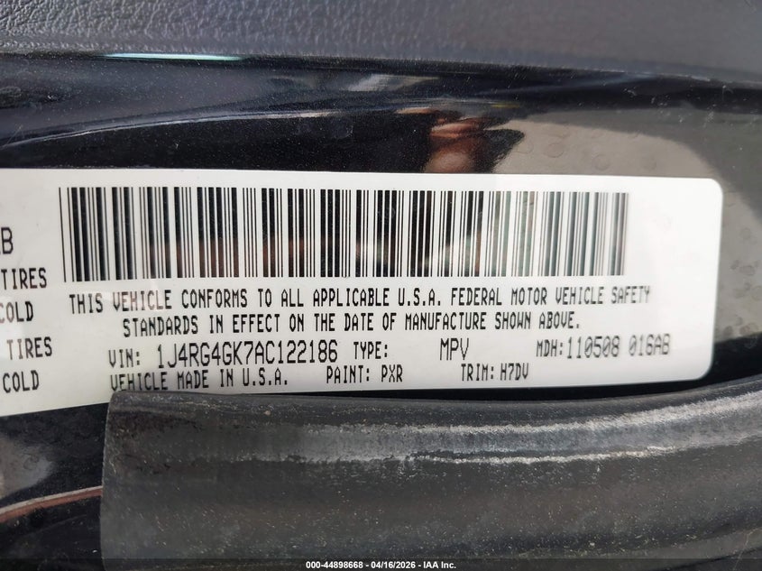 2010 Jeep Commander Sport VIN: 1J4RG4GK7AC122186 Lot: 44898668