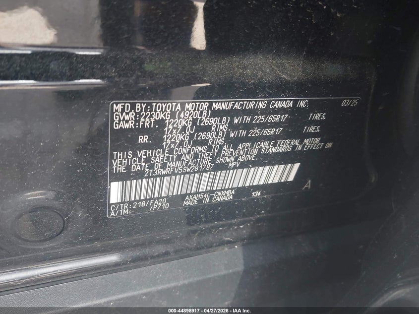 VIN 2T3RWRFV5SW281787 2025 TOYOTA RAV4 HYBRID XLE