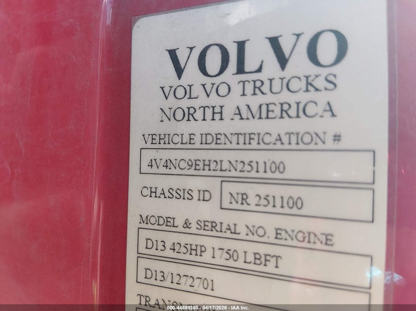 2020 Volvo Vnl VIN: 4V4NC9EH2LN251100 Lot: 44899380