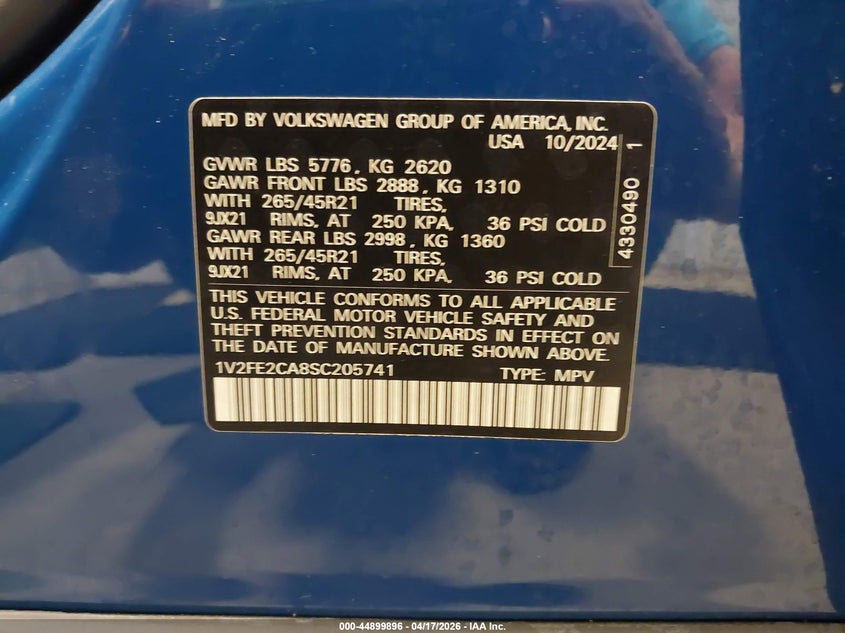 2025 Volkswagen Atlas Cross Sport 2.0T Sel Premium R-Line VIN: 1V2FE2CA8SC205741 Lot: 44899896