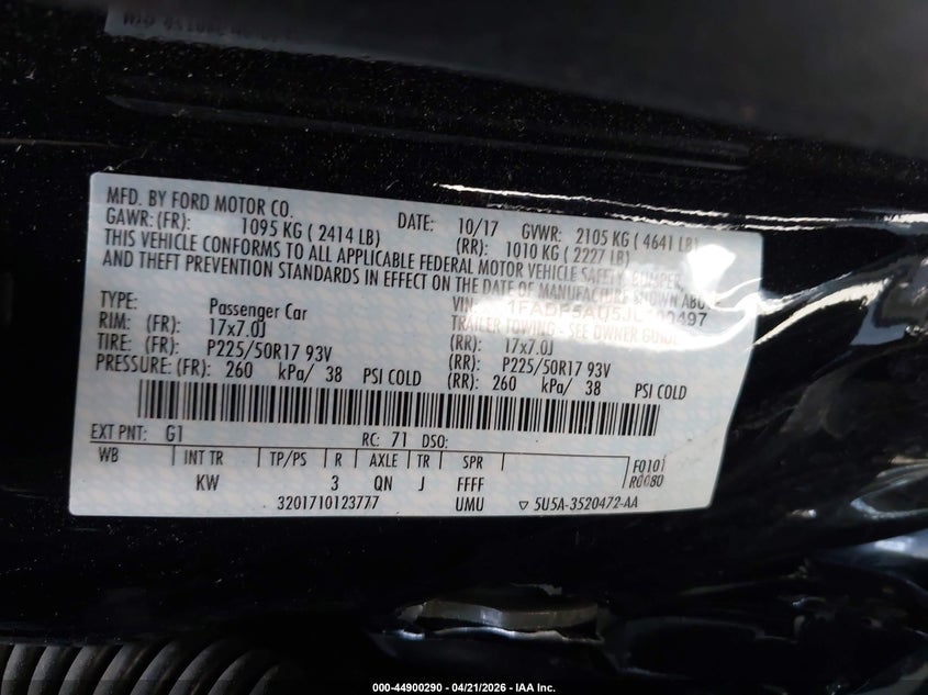 2018 Ford C-Max Hybrid Se VIN: 1FADP5AU5JL100497 Lot: 44900290