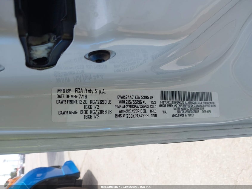2017 Ram Promaster city 2.4 Ram Promaster City Tradesman white Lot 111044900877 Vin ZFBERFAB9H6D66858