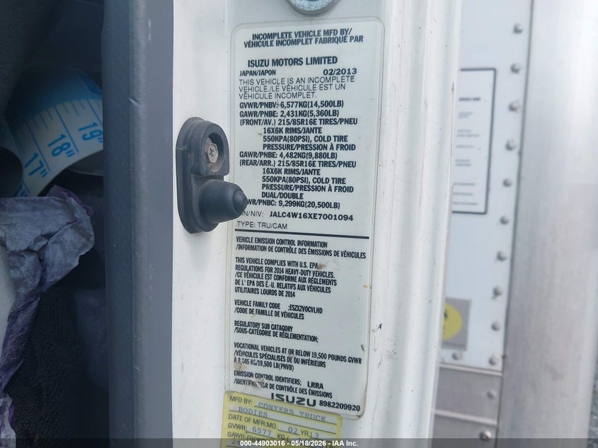 2014 ISUZU NPR HD DSL REG AT auction photo 7