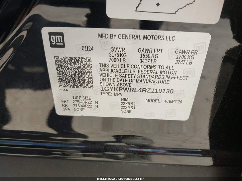 2024 Cadillac Lyriq Sport W/1Sk VIN: 1GYKPWRL4RZ119130 Lot: 44905841