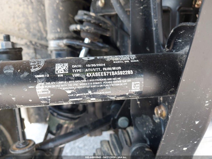 2025 Polaris Sportsman 570 Eps VIN: 4XASEE571SA592283 Lot: 44905945