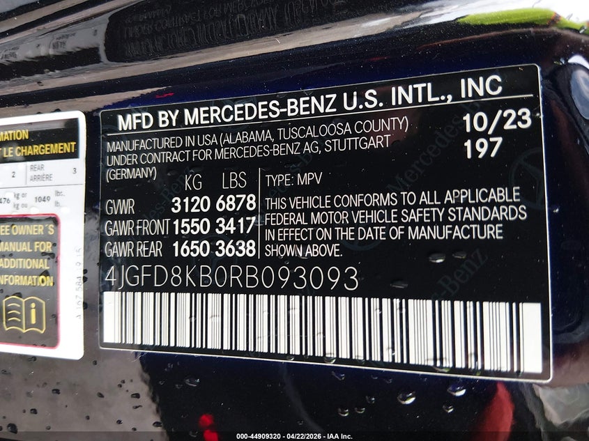 2024 Mercedes-Benz Amg Gle 63 Coupe S 4Matic+ VIN: 4JGFD8KB0RB093093 Lot: 44909320