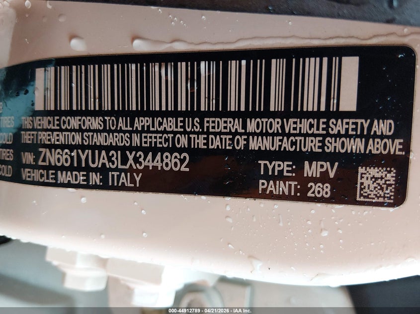 2020 Maserati Levante S VIN: ZN661YUA3LX344862 Lot: 44912789