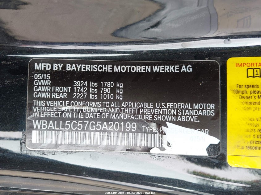 2016 BMW Z4 Sdrive28I VIN: WBALL5C57G5A20199 Lot: 44912991