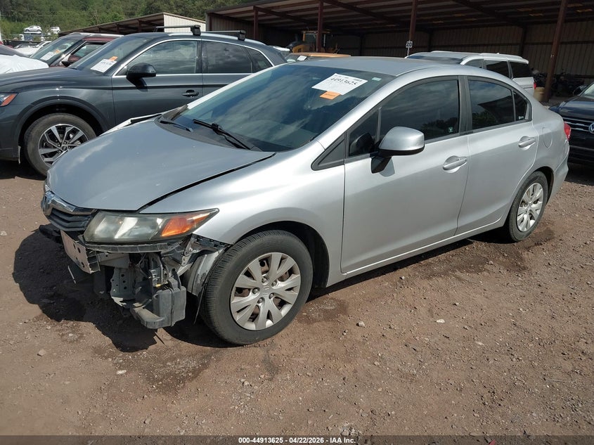2012 Honda Civic 1.8 Lx silver Lot 111044913625 Vin 19XFB2F59CE307553