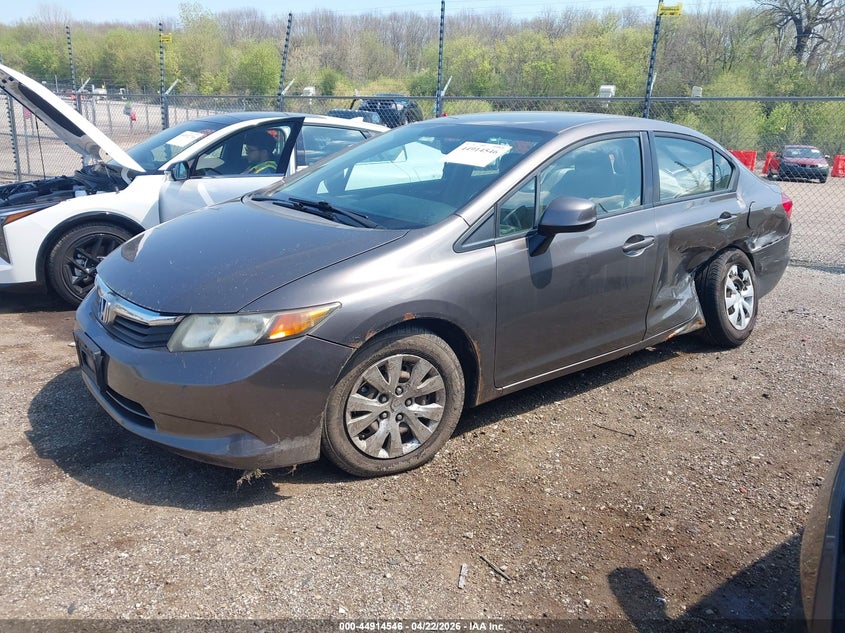 2012 Honda Civic 1.8 Lx Grey Lot 111044914546 Vin 19XFB2F54CE023392