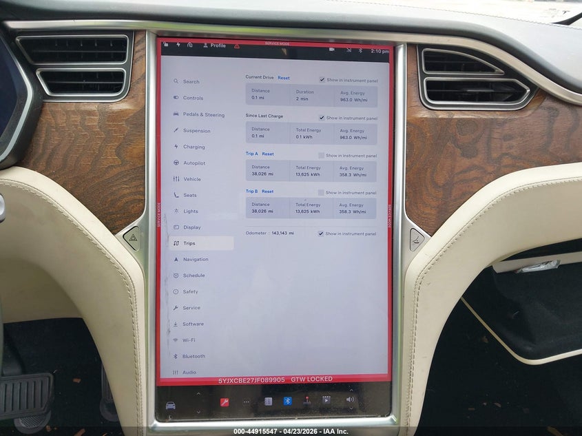 2018 Tesla Model X 100D/75D/P100D VIN: 5YJXCBE27JF089905 Lot: 44915547