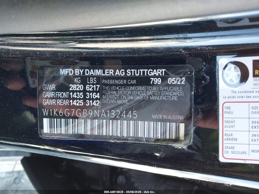 2022 Mercedes-Benz S 580 4Matic VIN: W1K6G7GB9NA132445 Lot: 44915828