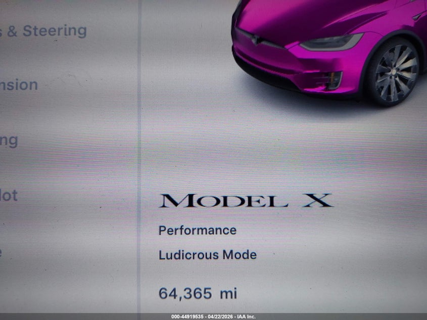 2020 Tesla Model X Performance Dual Motor All-Wheel Drive VIN: 5YJXCBE40LF283065 Lot: 44919535