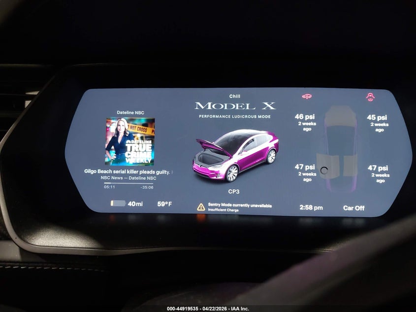 2020 Tesla Model X Performance Dual Motor All-Wheel Drive VIN: 5YJXCBE40LF283065 Lot: 44919535