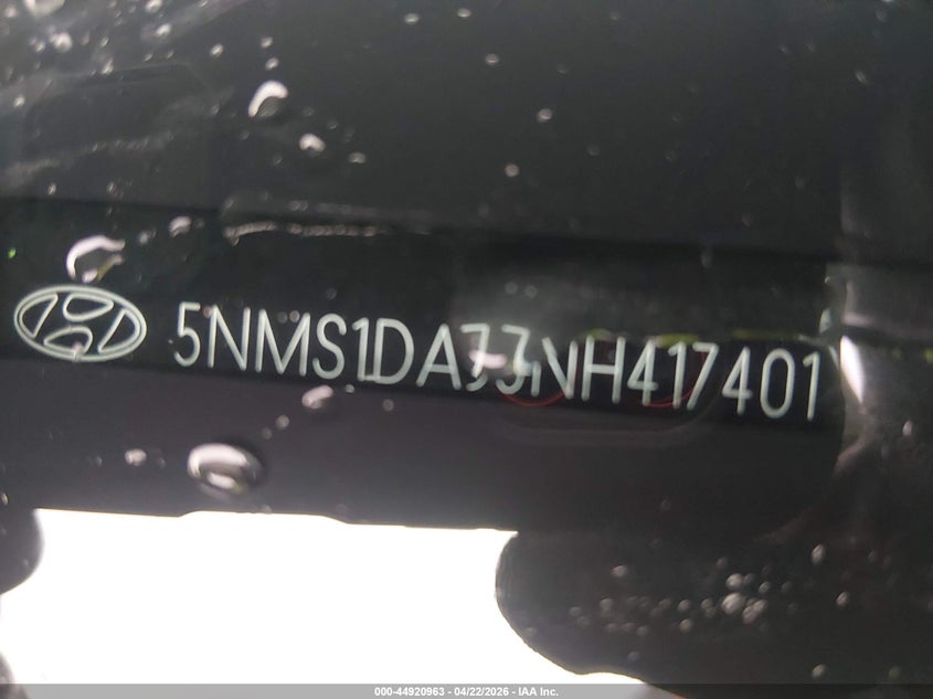 VIN 5NMS1DAJ3NH417401 2022 HYUNDAI SANTA FE SE