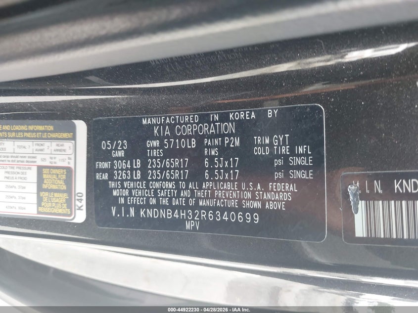 2024 Kia Carnival Mpv Lx VIN: KNDNB4H32R6340699 Lot: 44922230