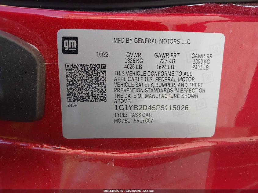 2023 CHEVROLET CORVETTE COUPE 6.2L V-8 DI, VVT, 490HP