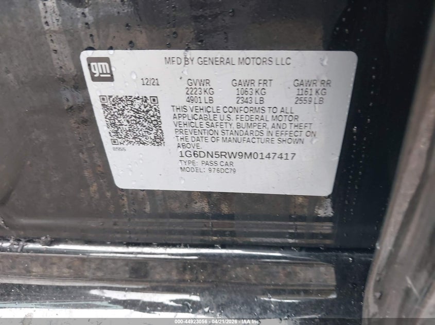 2021 Cadillac Ct5 Premium Luxury VIN: 1G6DN5RW9M0147417 Lot: 44923056