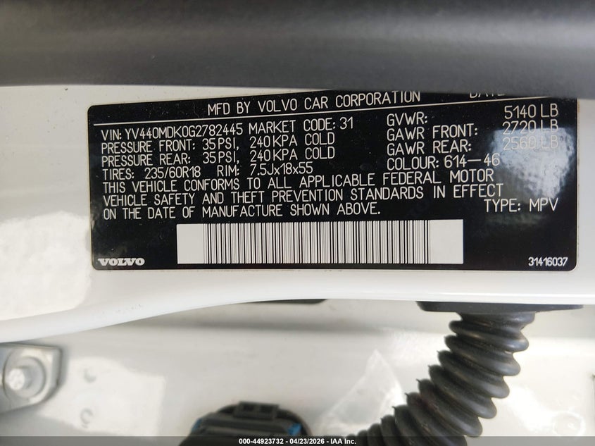 2016 Volvo Xc60 T5 Drive-E Premier VIN: YV440MDK0G2782445 Lot: 44923732