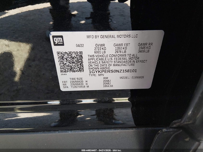 CADILLAC XT6 2022 VIN 1GYKPERS0NZ158101