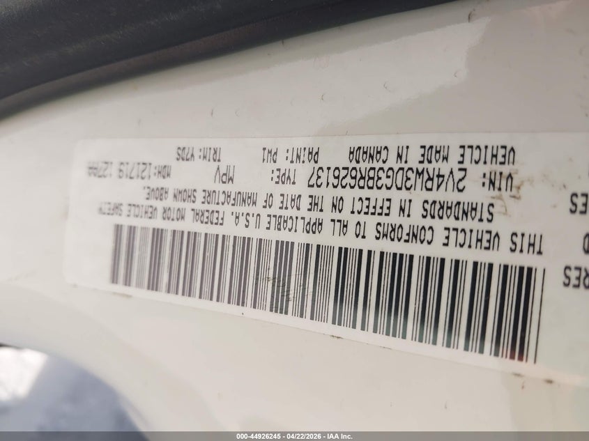 2011 Volkswagen Routan Se VIN: 2V4RW3DG3BR626137 Lot: 44926245