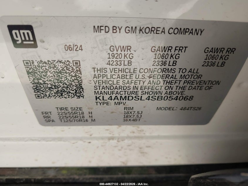 2025 BUICK ENCORE GX 1.3L I-3 DI, DOHC, V(VIN: KL4AMDSL4SB054068