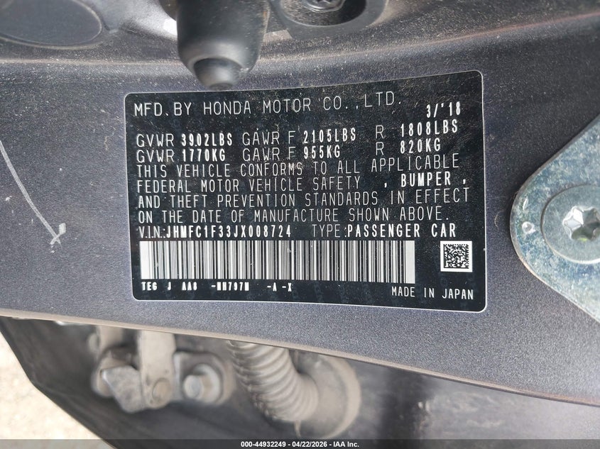 2018 HONDA CIVIC EX-T — Photo 9