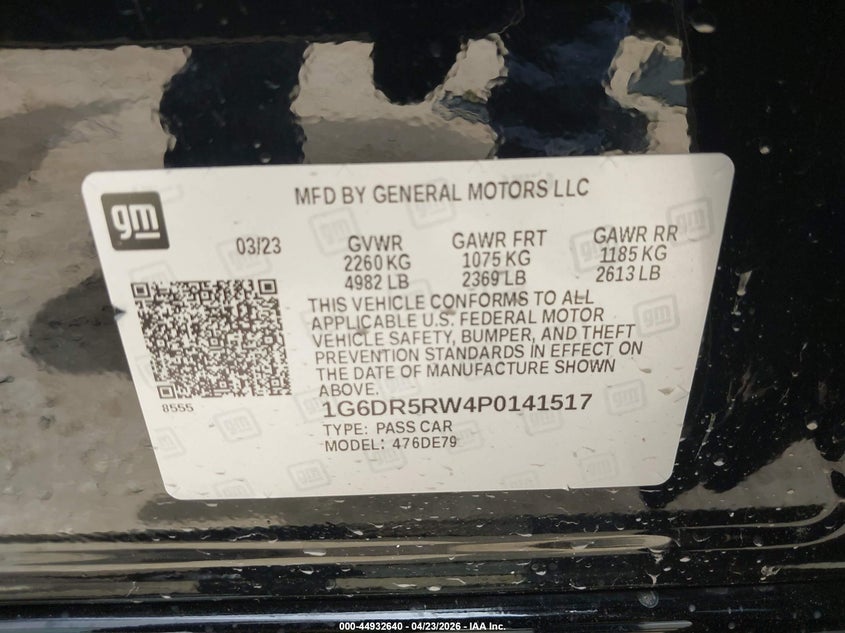 2023 Cadillac Ct5-V V-Series VIN: 1G6DR5RW4P0141517 Lot: 44932640