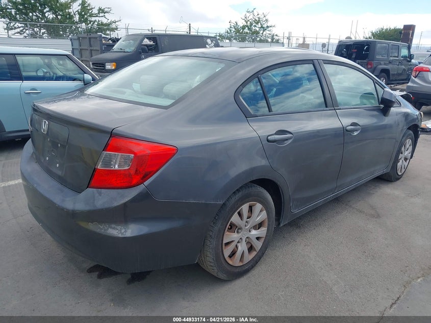2012 Honda Civic 1.8 Lx grey Lot 111044933174 Vin 2HGFB2F51CH573817