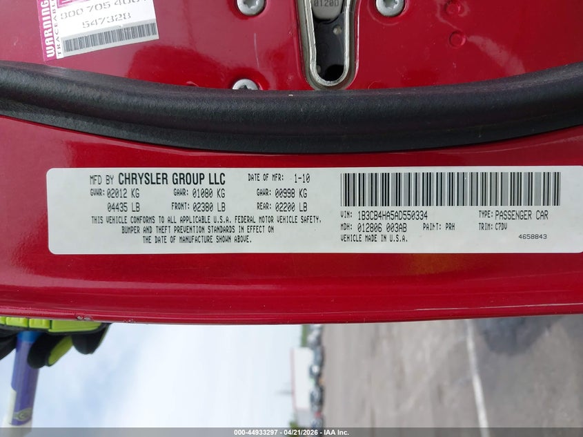 2010 Dodge Caliber Sxt VIN: 1B3CB4HA5AD550334 Lot: 44933297