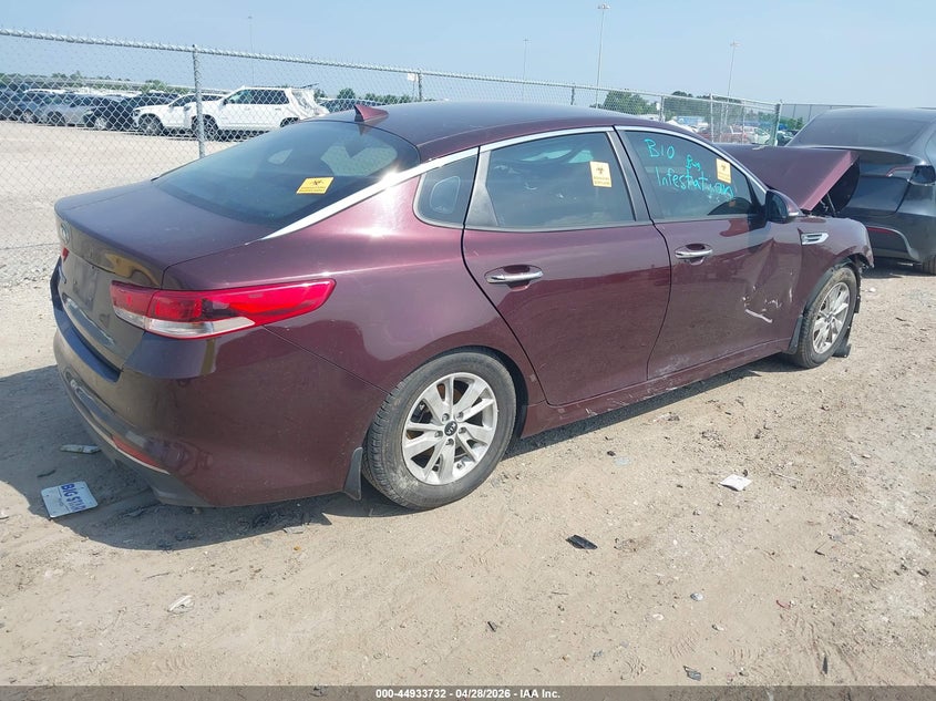 Vin: 5xxgt4l38jg227715, lot: 45431121, kia optima lx 20184